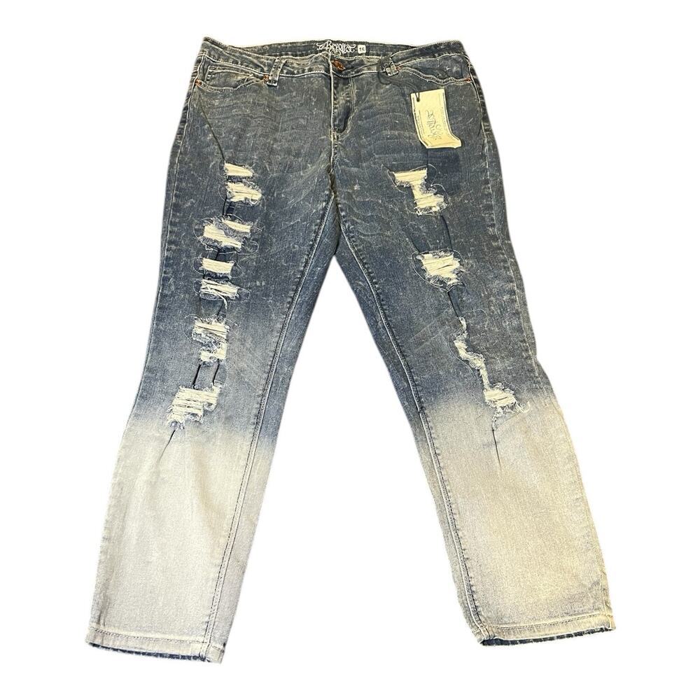 NWT REVOLT Acid Wash Distressed Y2K Style Women’s Jeans Size‎ 15 Grunge Retro
